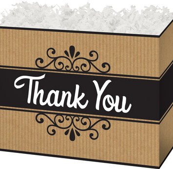 Kraft Folding Gift Box with black stripes and white thank you