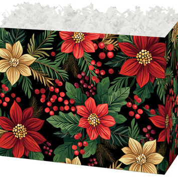 Folding Gift Box with Poinsettias on it