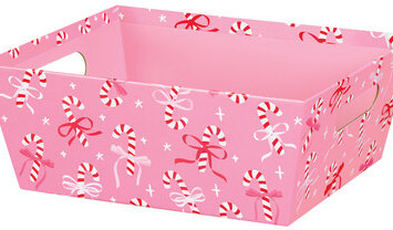 Market Tray with Candy Canes and Ribbons on it