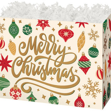 Folding Gift Box with Christmas vintage ornaments on it
