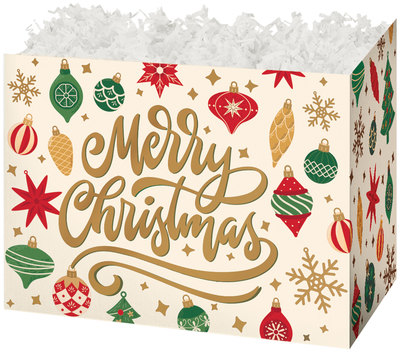 Folding Gift Box with Christmas vintage ornaments on it