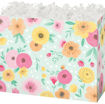 Folding Gift Box with flowers and a mint colour background