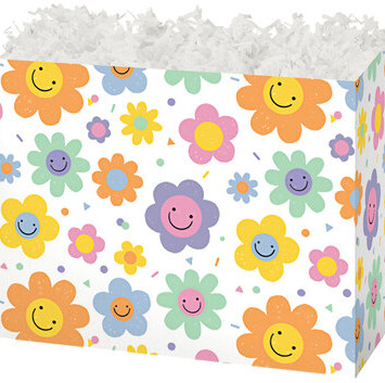 Folding Gift Box with flowers with smiles on them