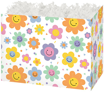 Folding Gift Box with flowers with smiles on them