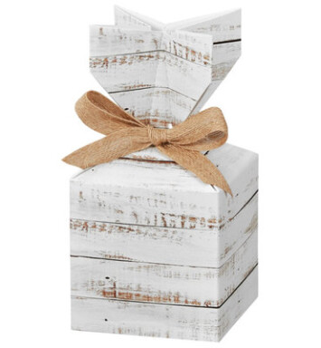 Distressed White Wood Cinch Box