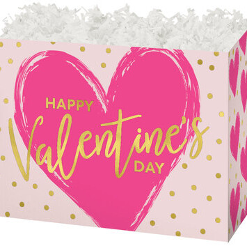 Painted Hearts Folding Gift Basket Box