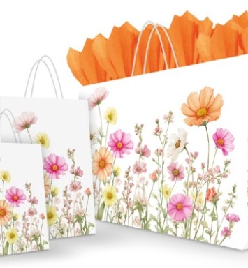 Printed Shopper Bag with Flowers on it